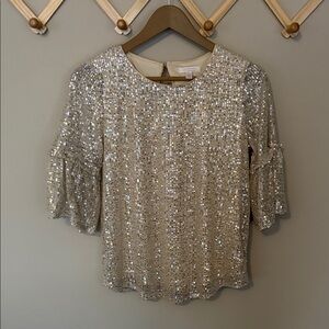LC Lauren Conrad Silver Sequin Blouse